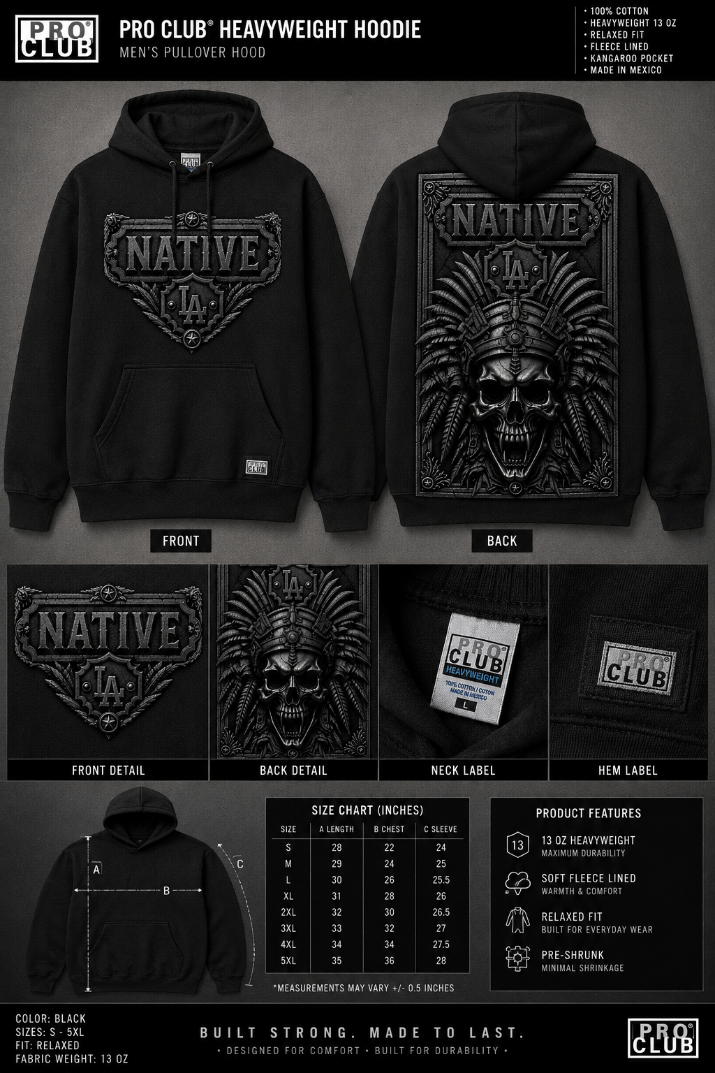 LA Native Ptemuim Pro Club Hoody